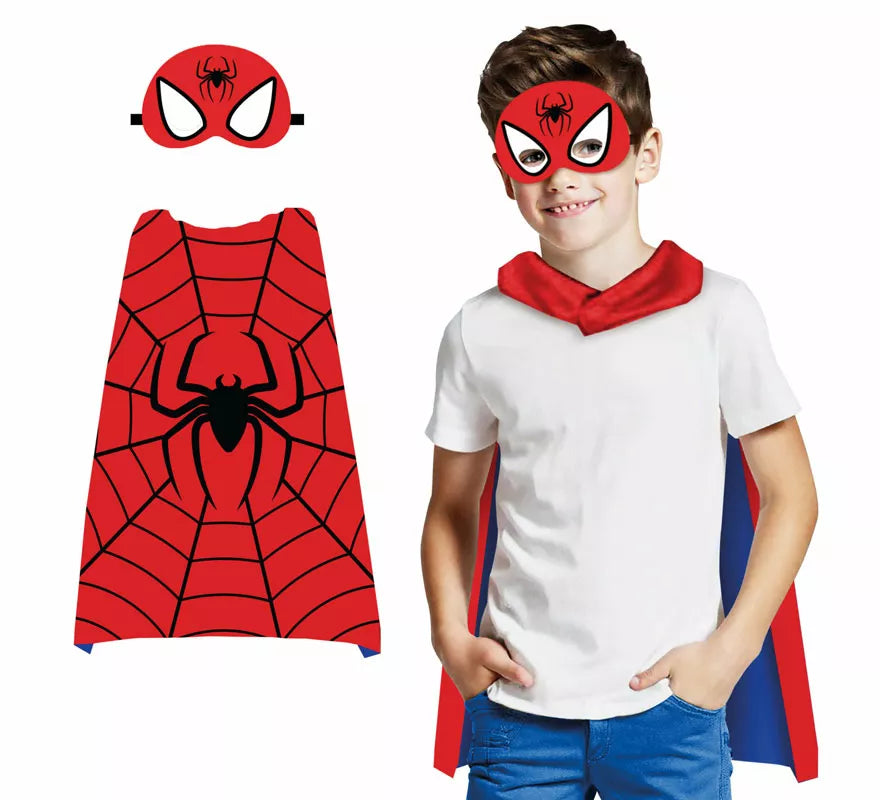Translation missing: fr.Conjunto Infantil Súper Araña: Antifaz y capa de 70 cms