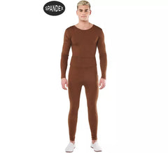 Ensemble de justaucorps 2 pièces en spandex marron pour homme
