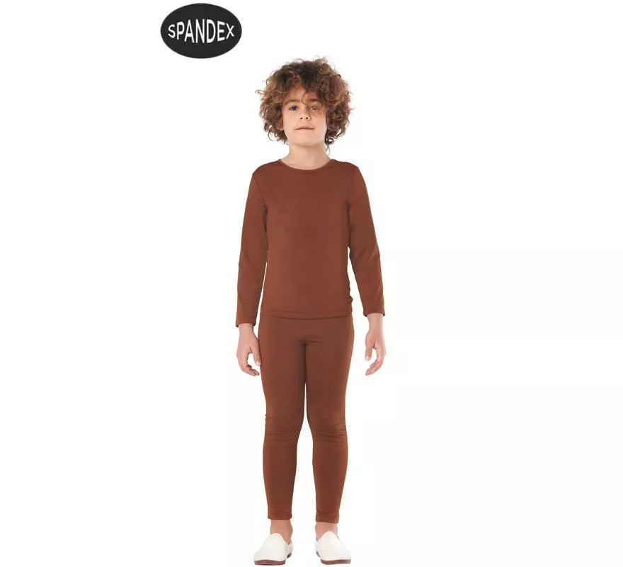 Translation missing: fr.Conjunto Maillot Spandex en 2 piezas color Marron para niños