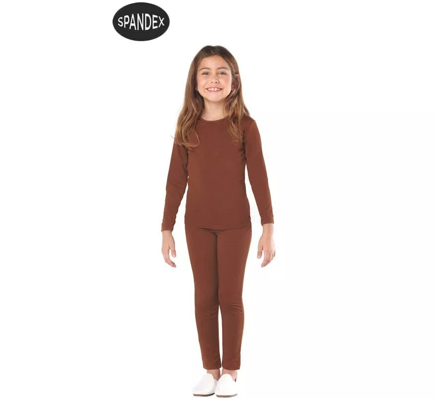 Translation missing: fr.Conjunto Maillot Spandex en 2 piezas color Marron para niños