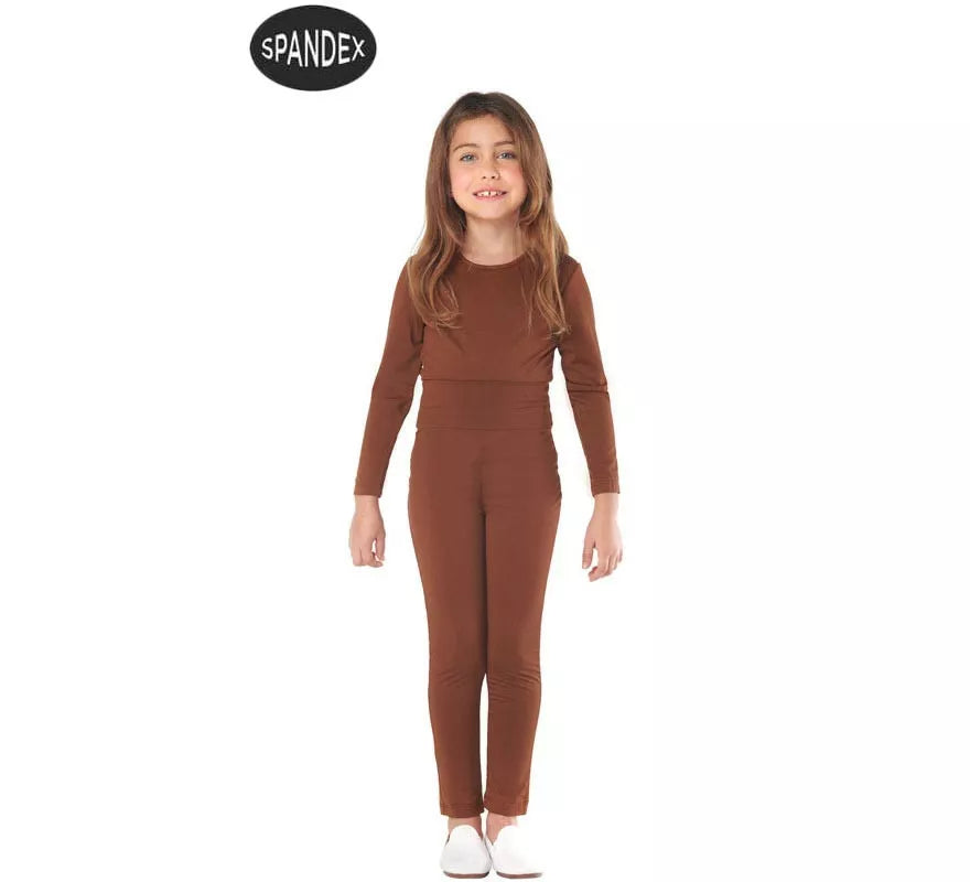 Translation missing: fr.Conjunto Maillot Spandex en 2 piezas color Marron para niños