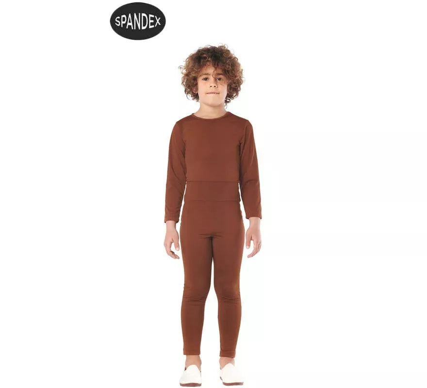 Translation missing: fr.Conjunto Maillot Spandex en 2 piezas color Marron para niños