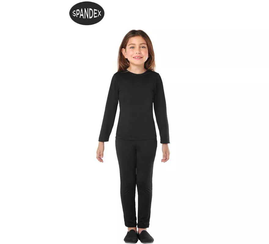 Translation missing: fr.Conjunto Maillot Spandex en 2 piezas color Negro para niños