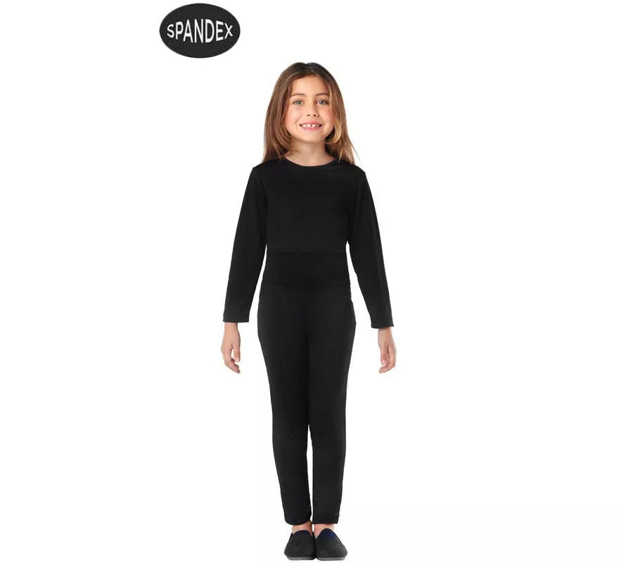 Translation missing: fr.Conjunto Maillot Spandex en 2 piezas color Negro para niños