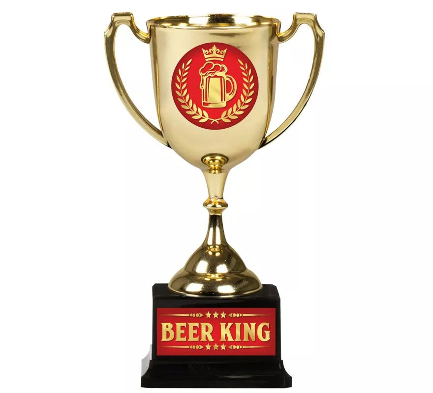 Translation missing: fr.Copa Beer King dorado y rojo 18 cm