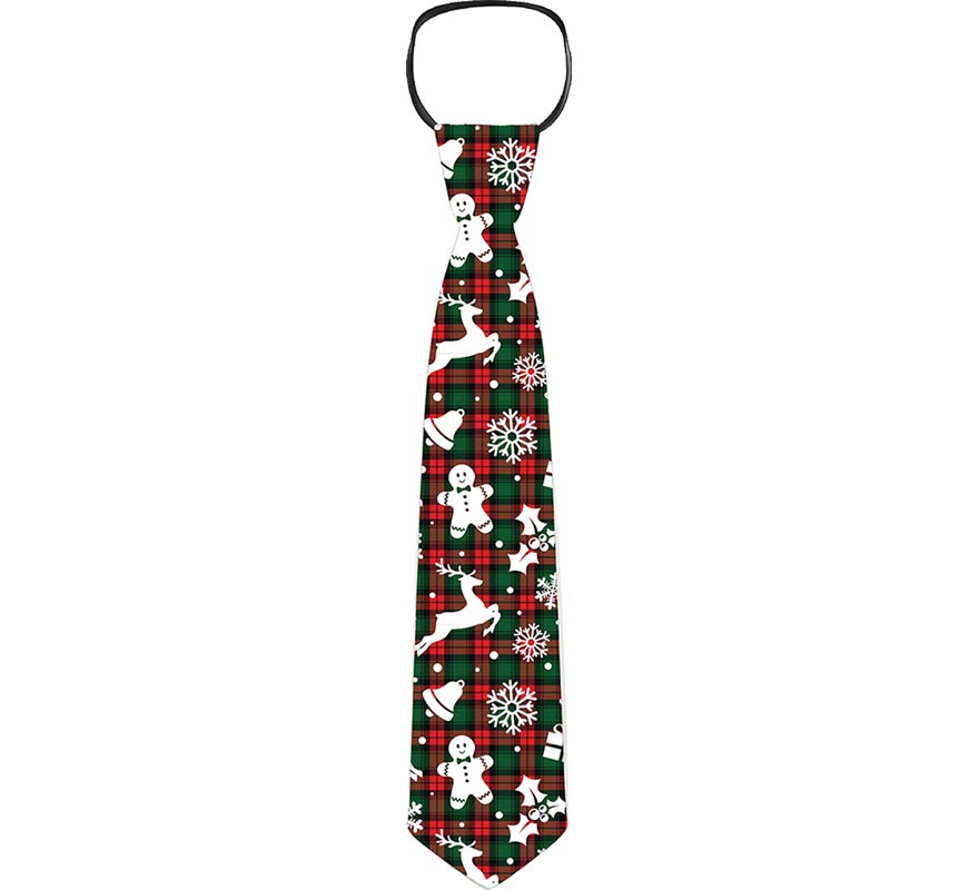Translation missing: fr.Corbata con figuras Navideñas verde y rojo a cuadros de 45 cm