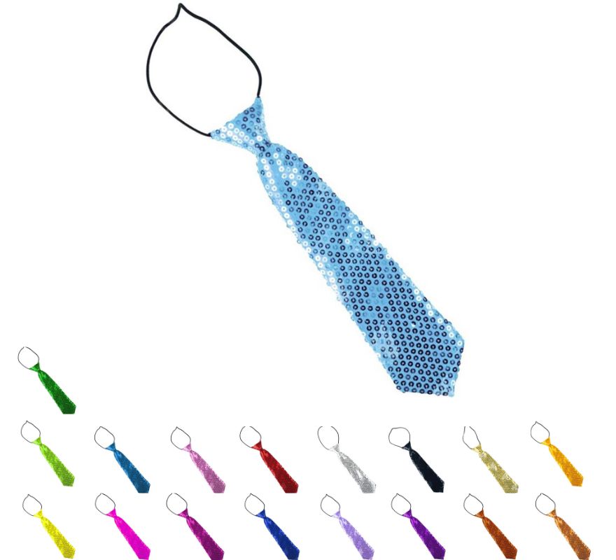 Translation missing: fr.Corbata con lentejuelas infantil de 30 cm en varios colores
