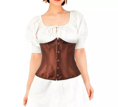 Corset en satin marron pour femme