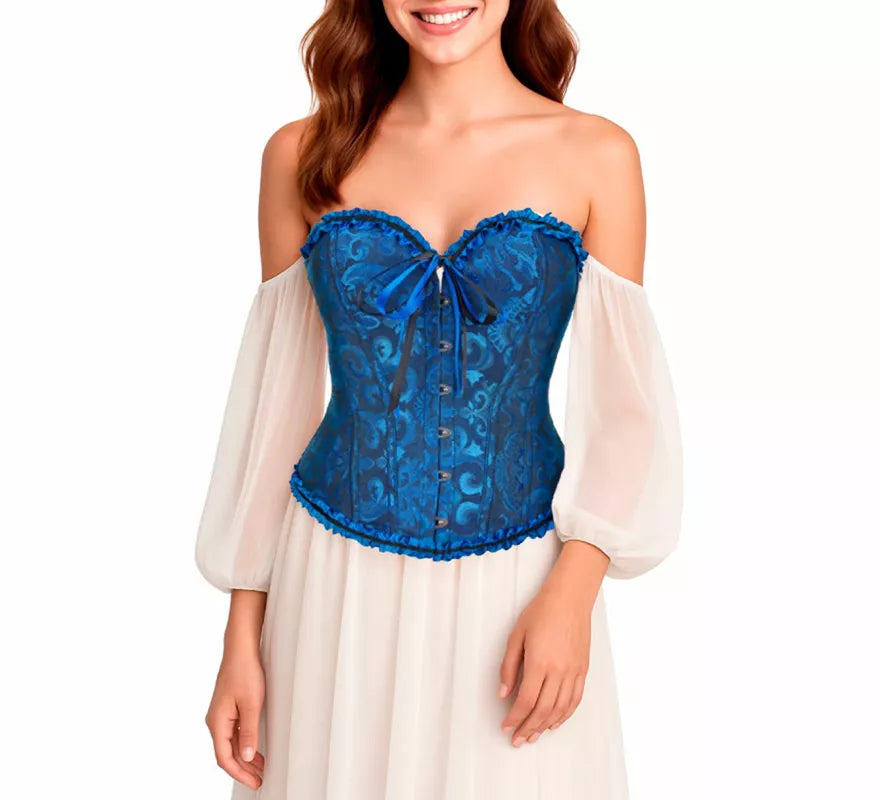 Translation missing: fr.Corset Jacquard azul con Lazo para mujer