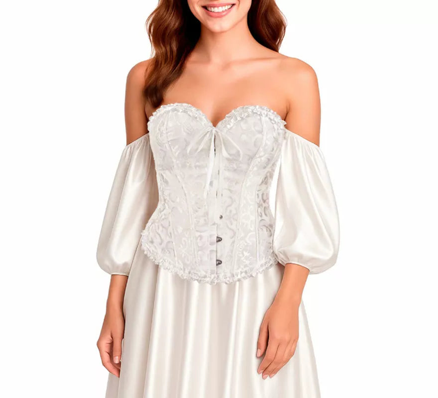 Translation missing: fr.Corset Jacquard blanco con Lazo para mujer