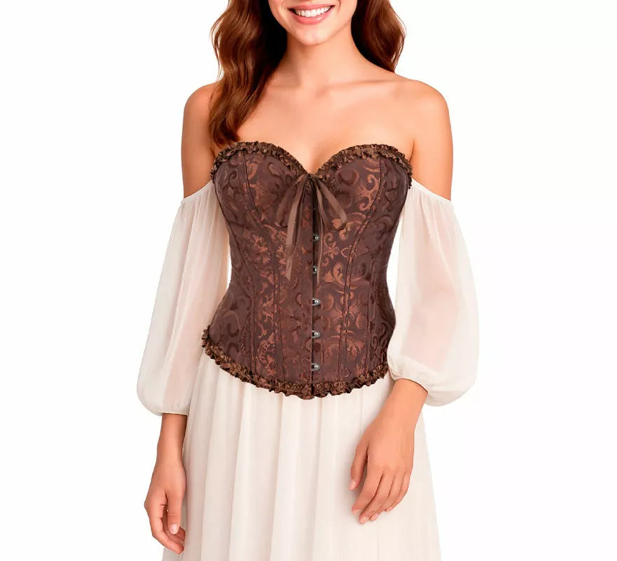 Translation missing: fr.Corset Jacquard marrón con Lazo para mujer
