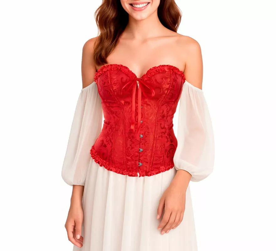 Translation missing: fr.Corset Jacquard rojo con Lazo para mujer