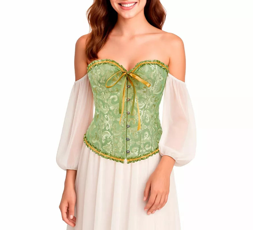 Translation missing: fr.Corset Jacquard verde con Lazo para mujer