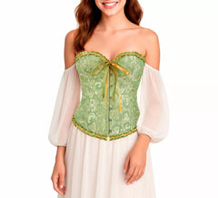 Corset vert jacquard pour femme avec nœud