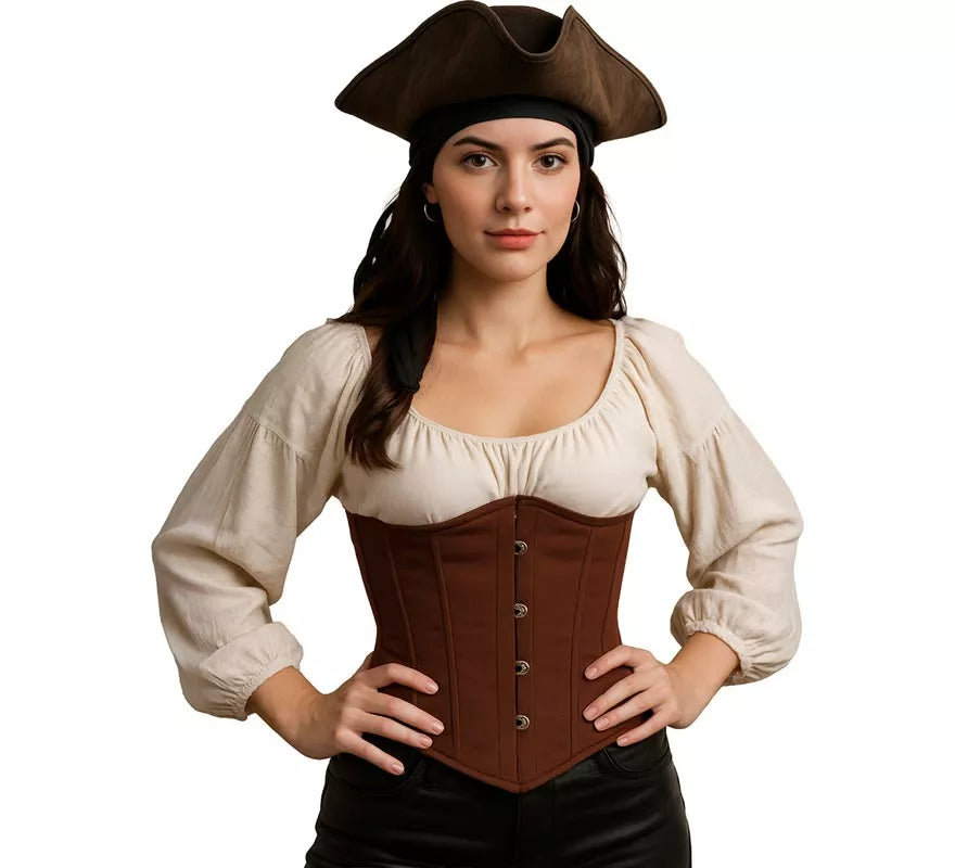 Translation missing: fr.Corset Pirata marrón para mujer
