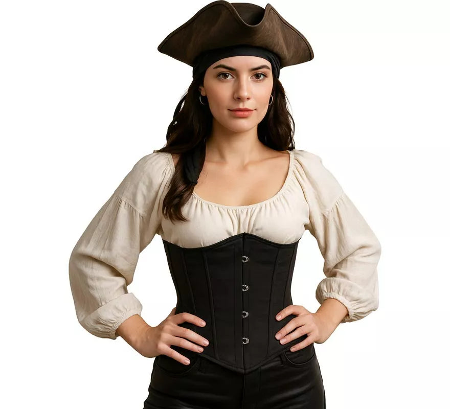 Translation missing: fr.Corset Pirata negro para mujer