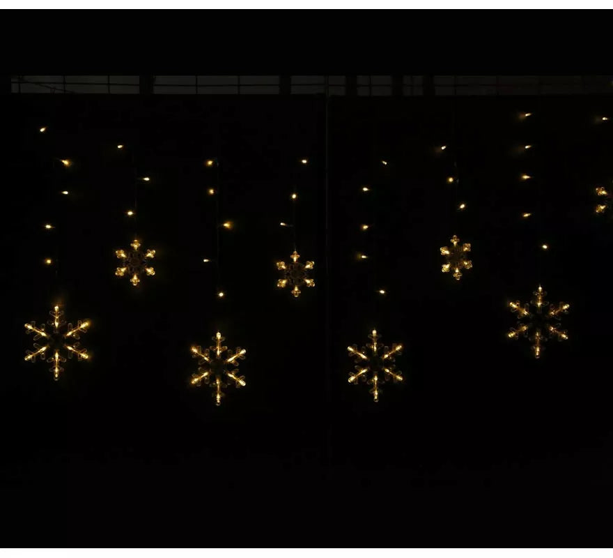 Translation missing: fr.Cortina de 12 Copos de Nieve cálido con 138 Led