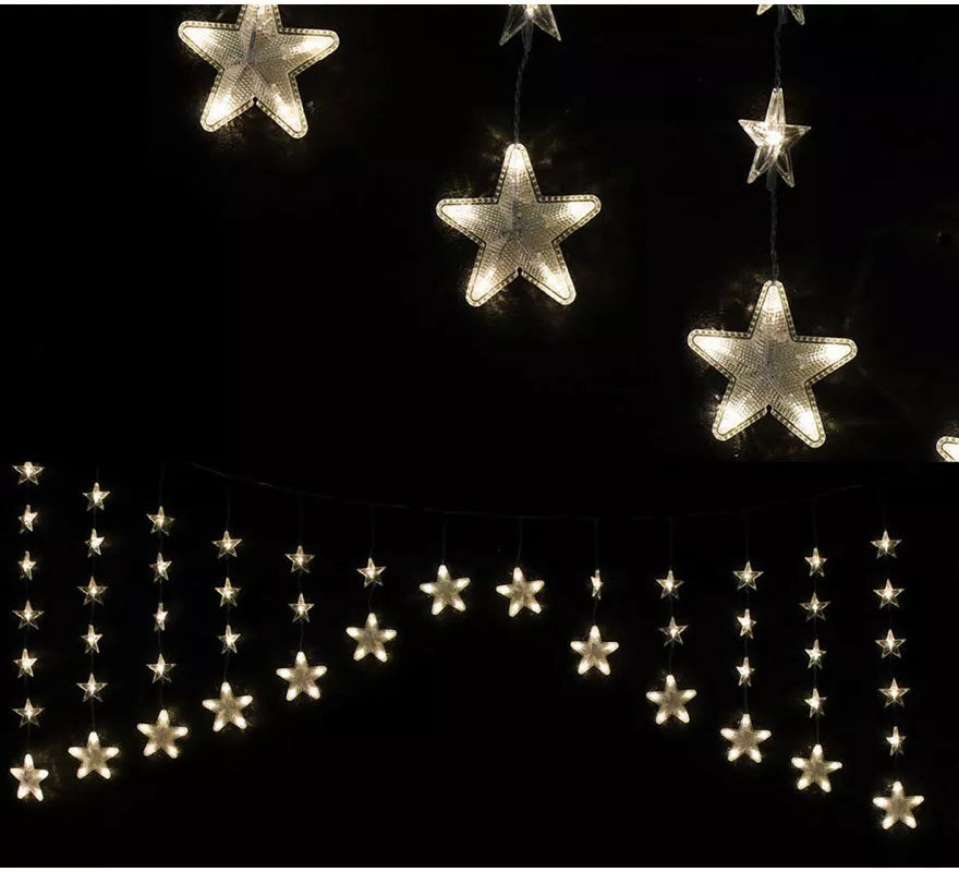 Translation missing: fr.Cortina Estrellas 136 Led Blanco Cálido 150 x