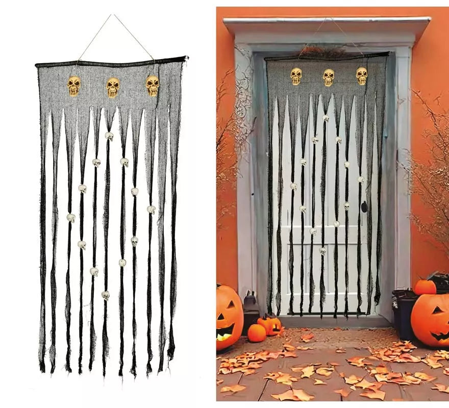 Translation missing: fr.Cortina Gris con Calaveras 90X180 Cm