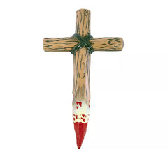 Croix Tueur de Vampire avec faux sang 30,5X18 cm