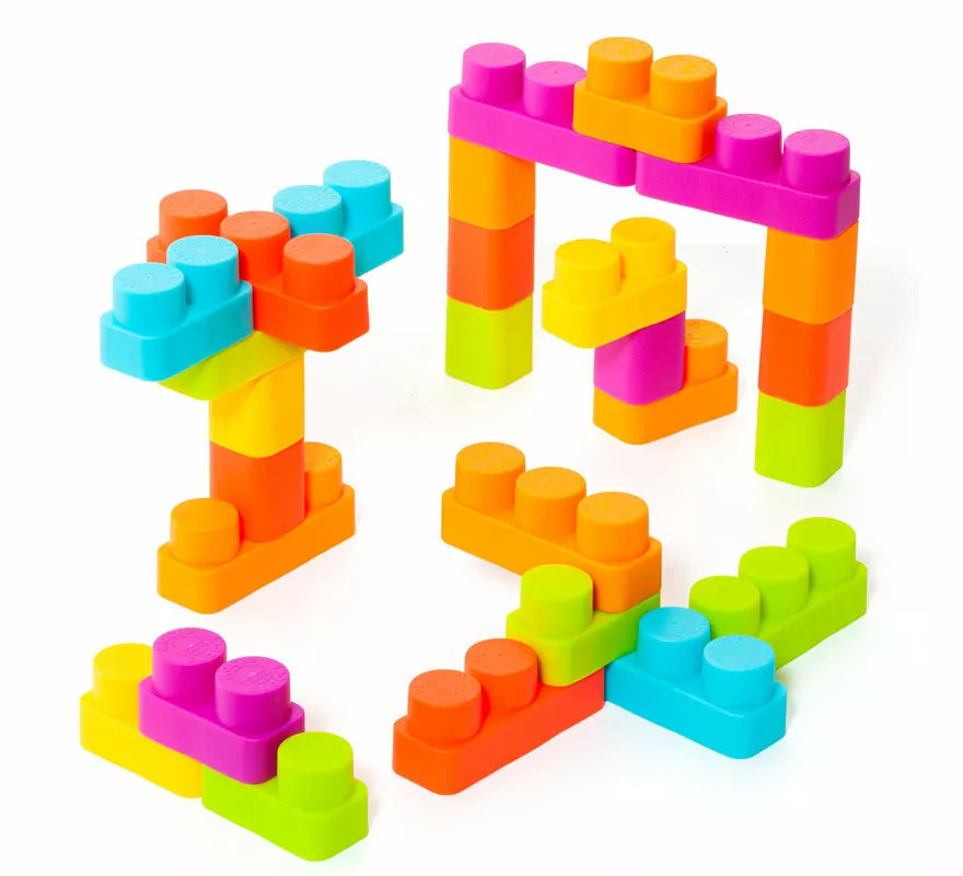Cubeta de Bloques y Puzzles Blandos con 15 Piezas