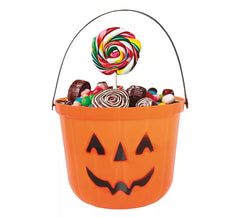 Seau Citrouille en plastique de 20 cm pour Halloween