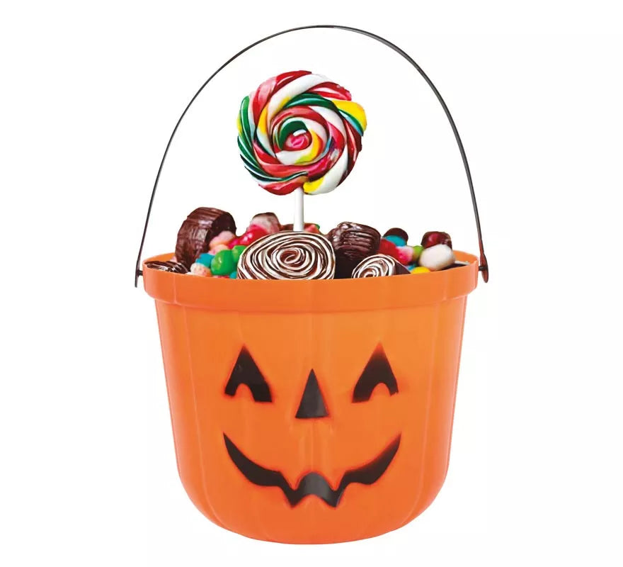 Translation missing: fr.Cubo Calabaza de plástico de 15 cm para Halloween