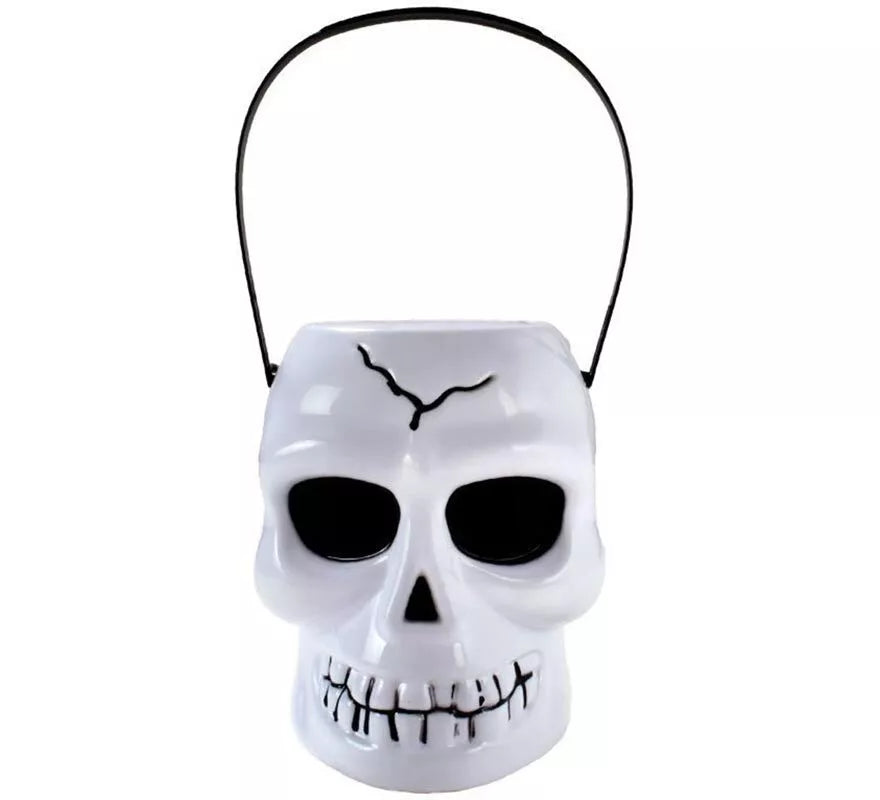 Translation missing: fr.Cubo Calavera blanco con asa de 12x14x16 cm