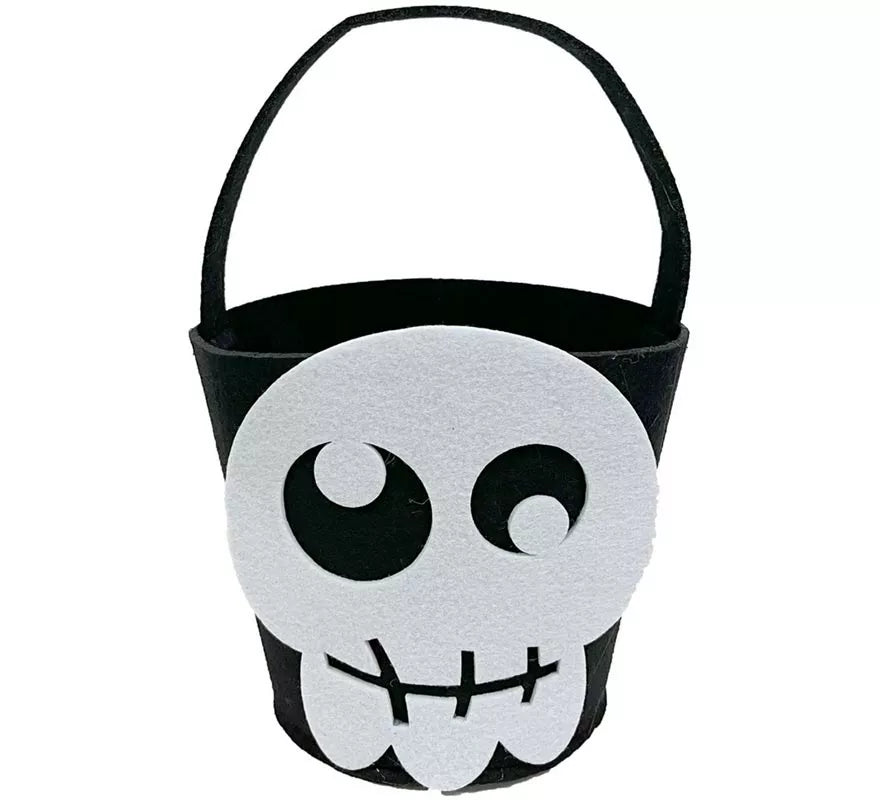 Translation missing: fr.Cubo Calavera de Fieltro blanco y negro 20x18x18,50 cm