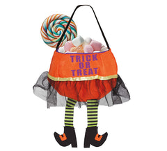 Seau en Feutre 'Trick Or Treat' Orange 20cm