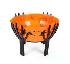 Bol orange avec base bras squelette 26x18 cm