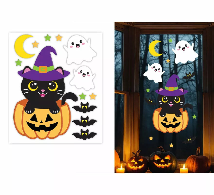 Decoración Gel Gato con Calabaza 25x30 cm