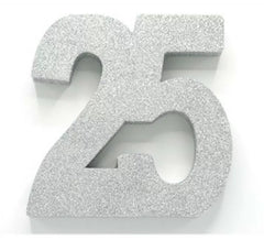 Décoration de table Numéro 25 Argent de MOUSSE de 202x205x30 mm