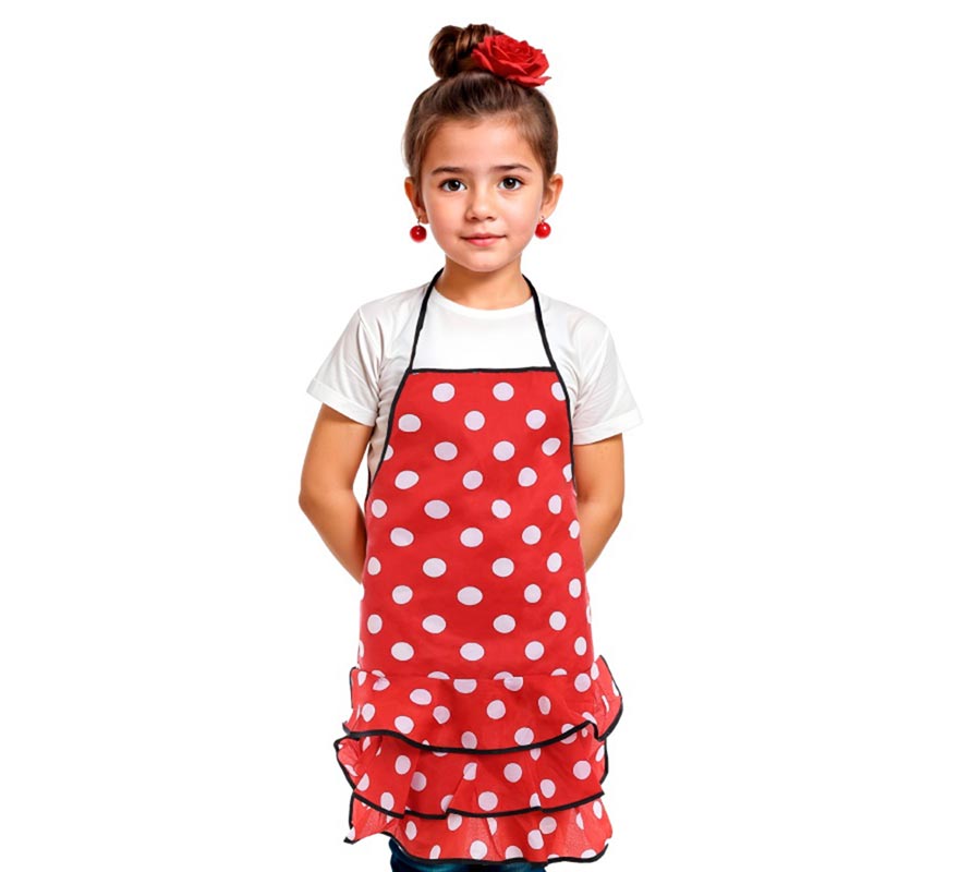 Translation missing: fr.Delantal de Flamenca con lunares blancos infantil