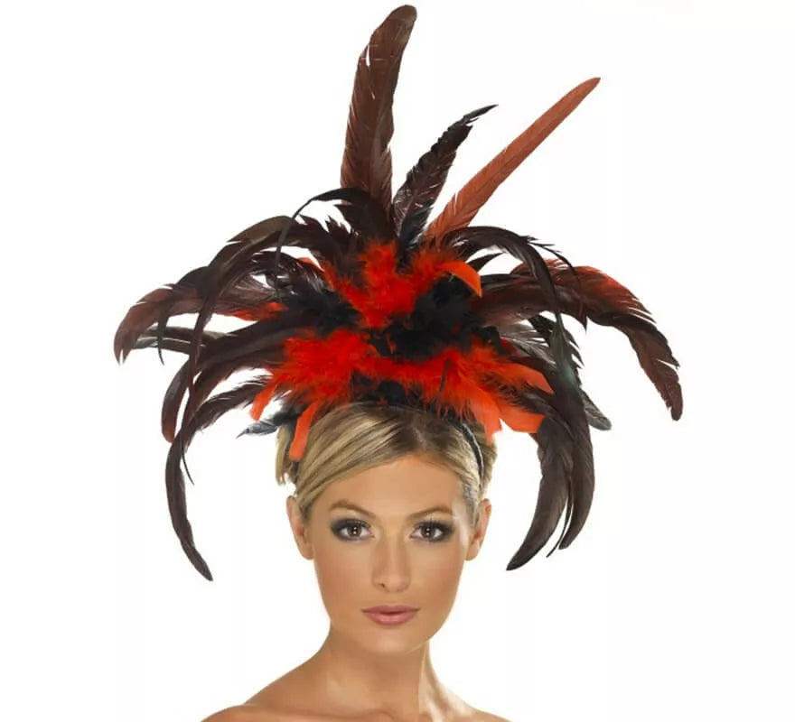 Translation missing: fr.Diadema Burlesque de plumas negras y rojas