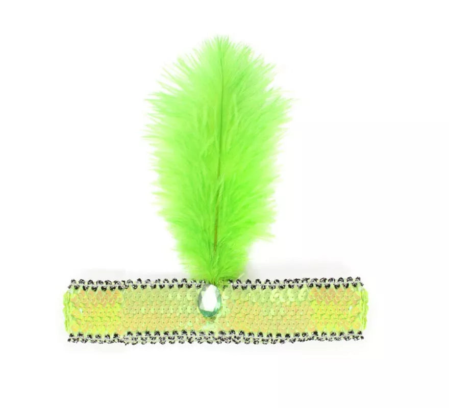 Translation missing: fr.Diadema Charlestón con Pluma y Lentejuelas en varios colores