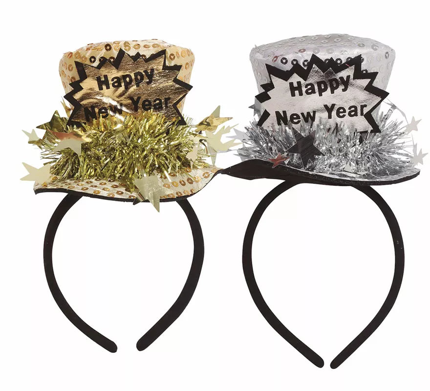 Translation missing: fr.Diadema Chistera 'Happy New Year' Plata y Oro Surtidos
