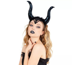 Bandeau noir à cornes de méchante sorcière