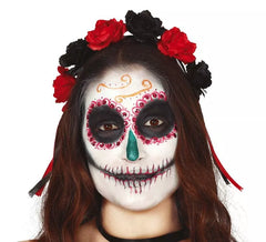 Diadème avec Fleurs Rouges et Noires