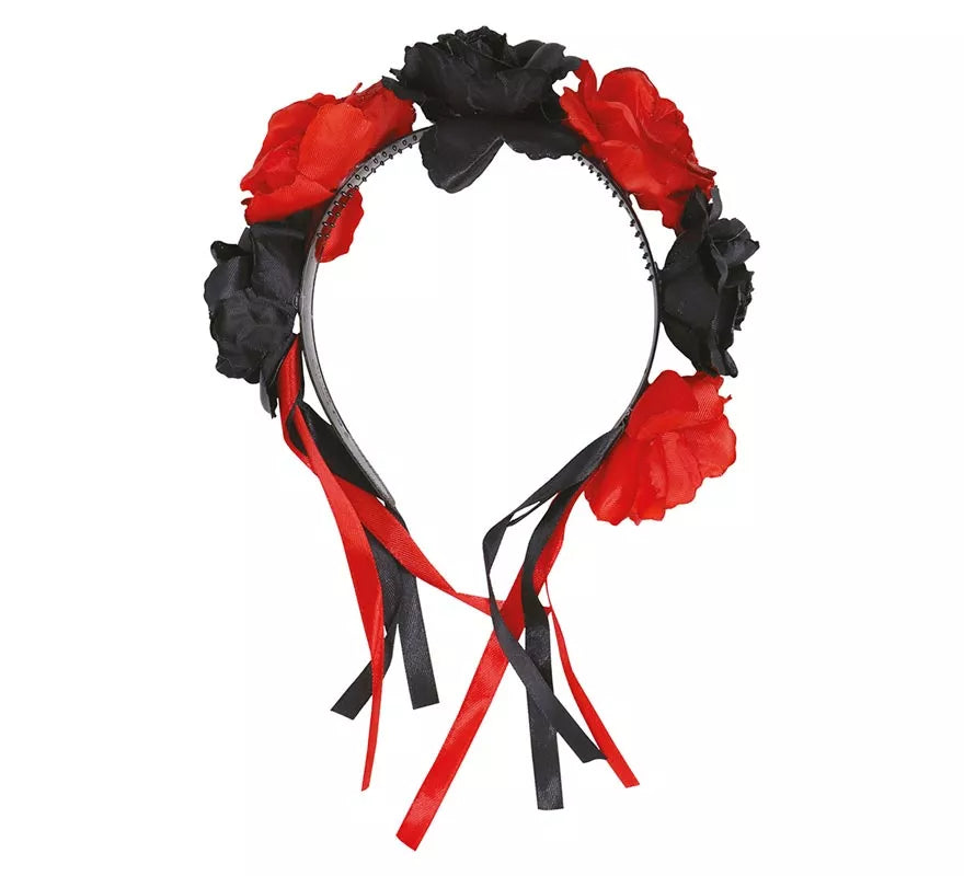 Translation missing: fr.Diadema con Flores Rojas y Negras