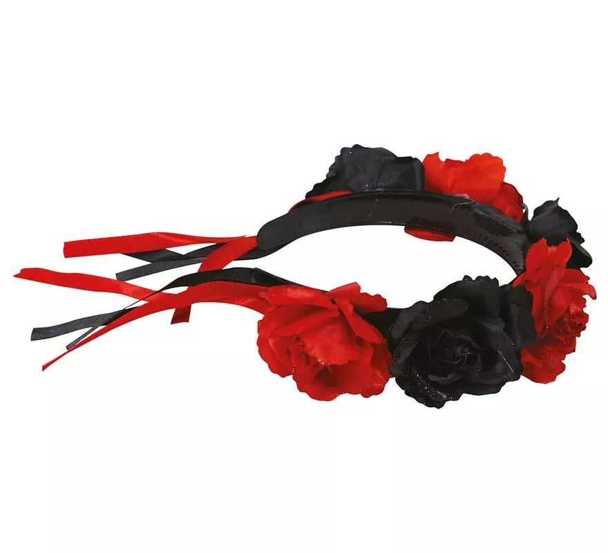 Translation missing: fr.Diadema con Flores Rojas y Negras