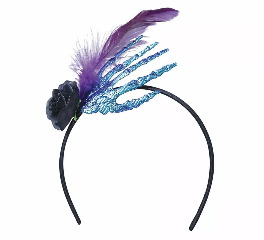 Translation missing: fr.Diadema con Mano, Pluma y Rosa Negra