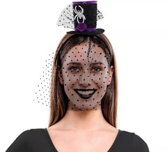 Bandeau avec mini chapeau et voile