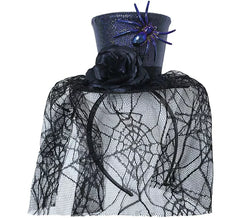 Bandeau avec mini chapeau et voile