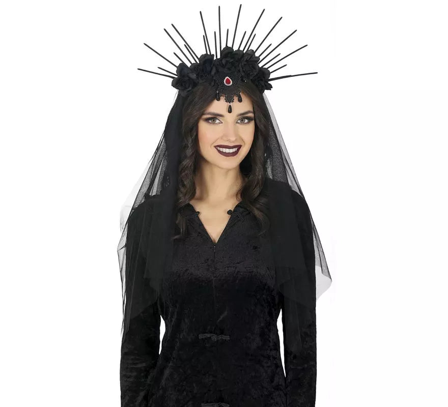 Translation missing: fr.Diadema con Velo y Flores negras