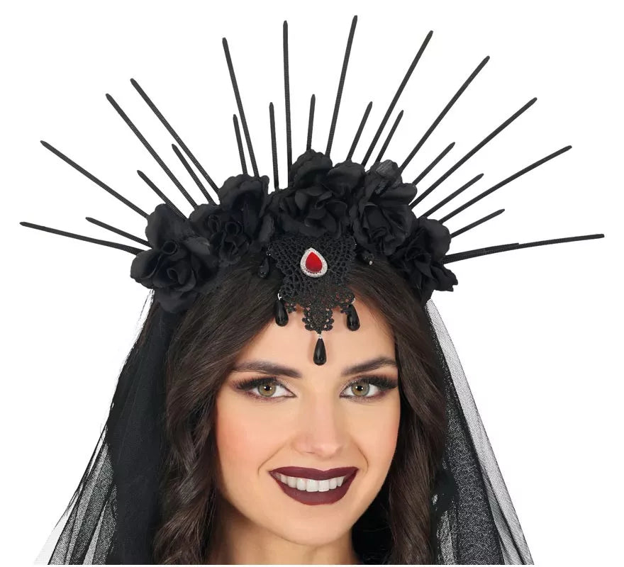 Translation missing: fr.Diadema con Velo y Flores negras