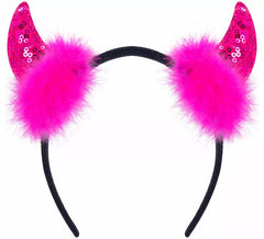 Serre-tête cornes de diable à paillettes de différentes couleurs