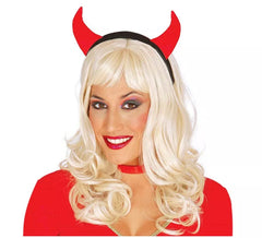 Serre-tête avec des cornes de Diablesse en tissu Halloween