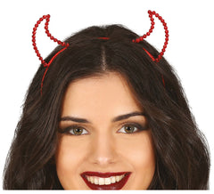 Bandeau Cornes de Démon Rouge avec Pierres Précieuses