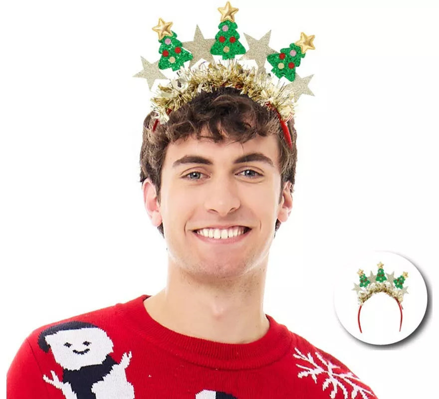Translation missing: fr.Diadema de Árboles Navidad y Estrellas doradas